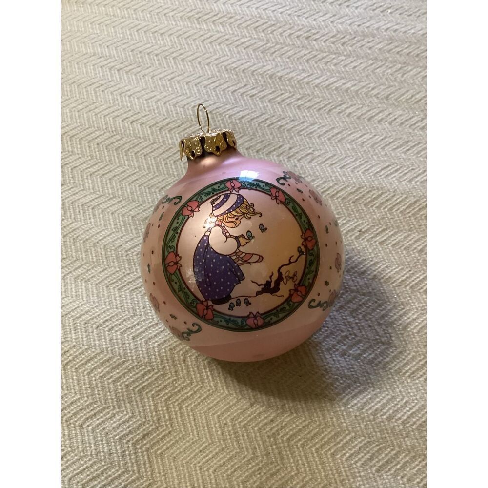 Vintage Precious Moments Home For The Holidays Glass Ornament